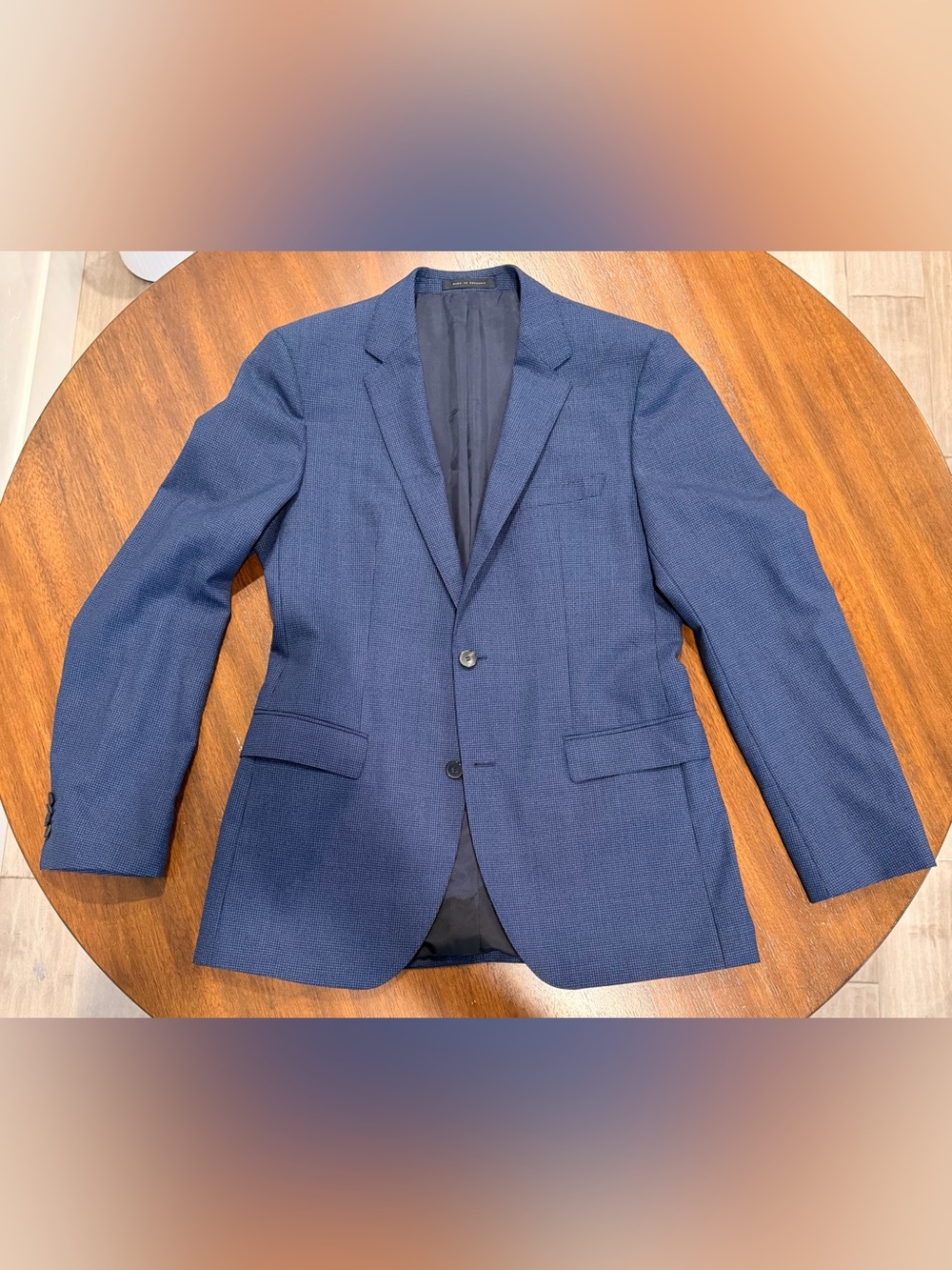 Hugo Boss Men’s Blue Micro Check Blazer Sport Coat 40L